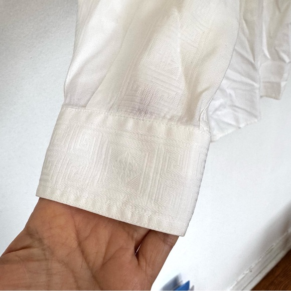 Gianni Versace Vintage Greca Pattern Minimalist White Shirt Long Sleeves Sz 44 - Picture 5 of 16